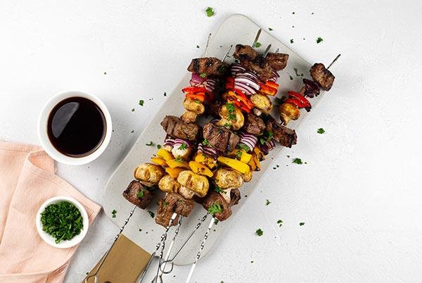 Marukan Yuzu Ponzu Grilled Steak and Vegetable Kebabs